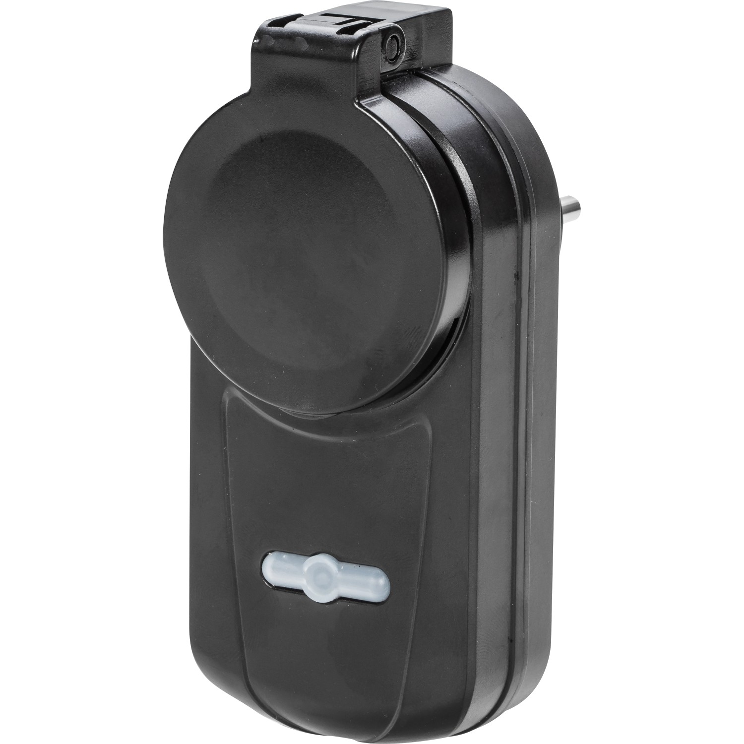 Schwarzer Funkschalter für Außenbereich aus dem 4-teiligen Hausfunksteuerung Set.