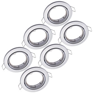 6er Set schwenkbare Einbauspots Dijon, weiß, für 50mm LED-Module. Deckenstrahler für flexible Beleuchtung.