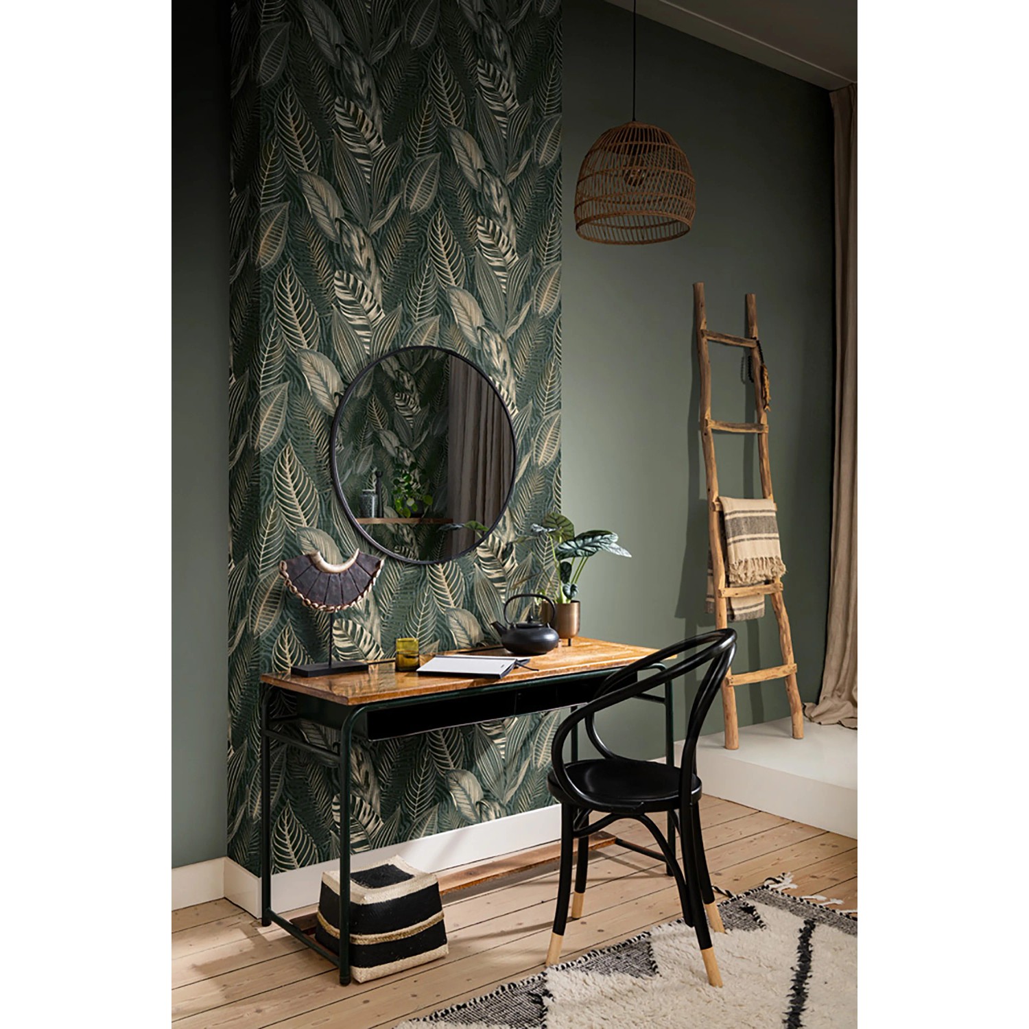 Rasch Vliestapete African Queen III Blätter Dunkelgrün 10,05 x 0  