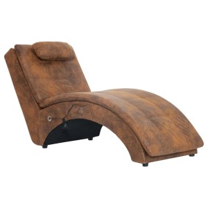 Braune Massage Chaiselongue mit Kissen in Wildleder-Optik für entspannte Stunden.