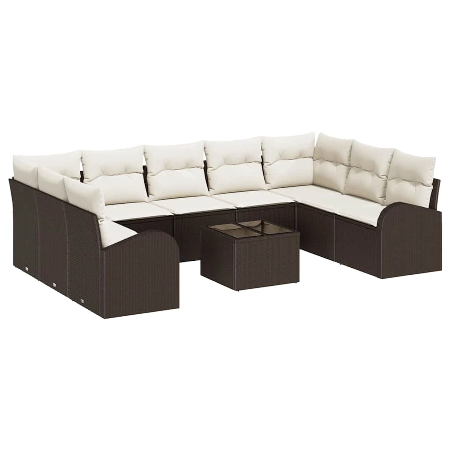 vidaXL Garten-Sofa-Set 10-Tlg Braun Poly Rattan 3346208 günstig online kaufen