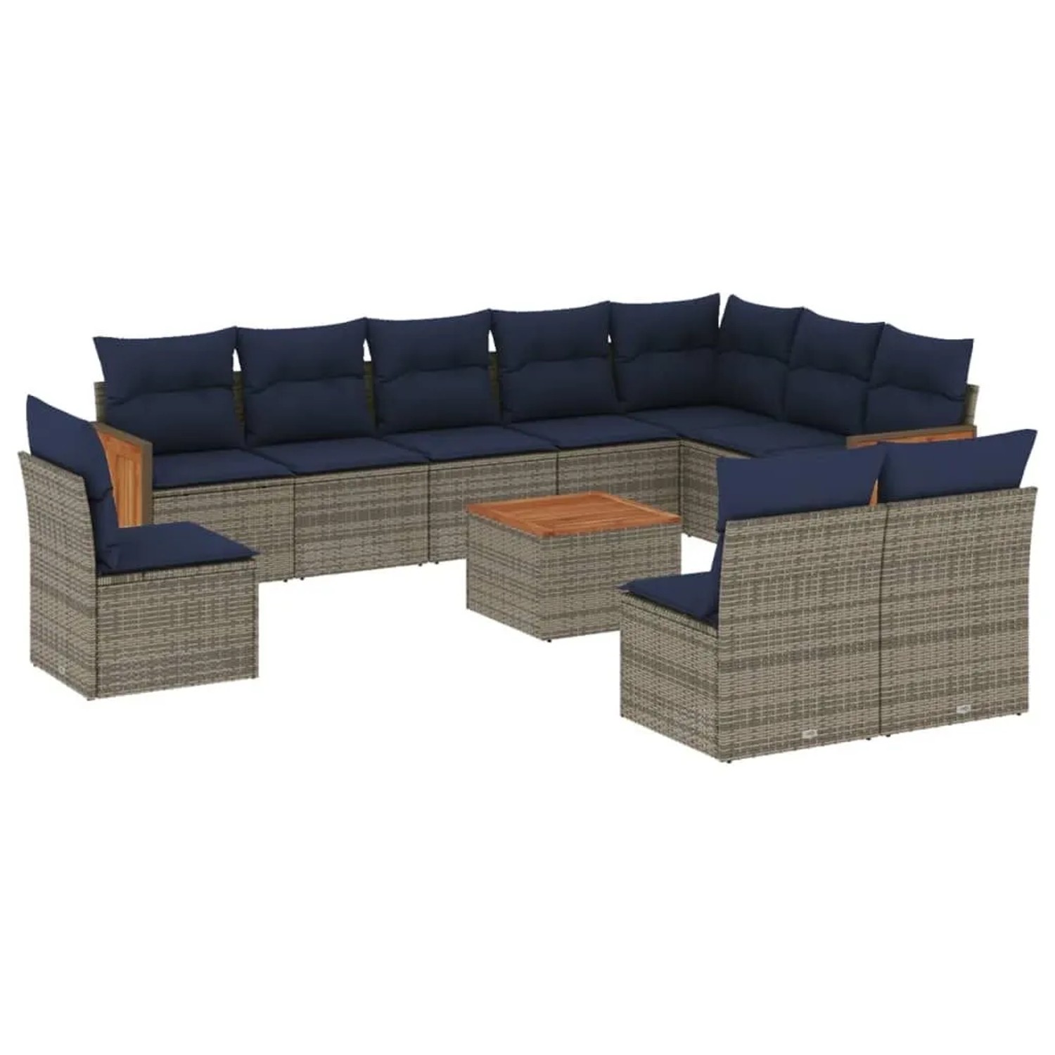vidaXL 11-Tlg Gartensofa-Set mit Kissen Grau Polyrattan 3227762 günstig online kaufen