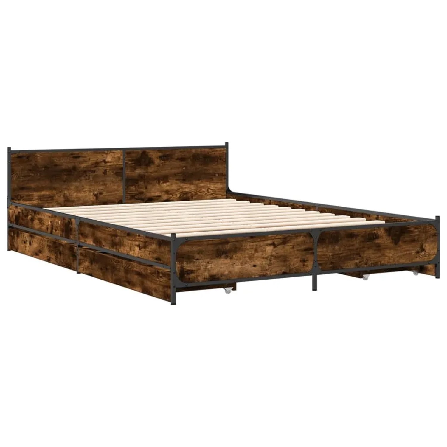 vidaXL Bettgestell mit Schubladen Räuchereiche 135x190cm Holzwerkstoff 3279 günstig online kaufen