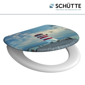 Schütte WC-Sitz Lighthouse mit Absenkautomatik, Duroplast, Leuchtturm-Motiv.