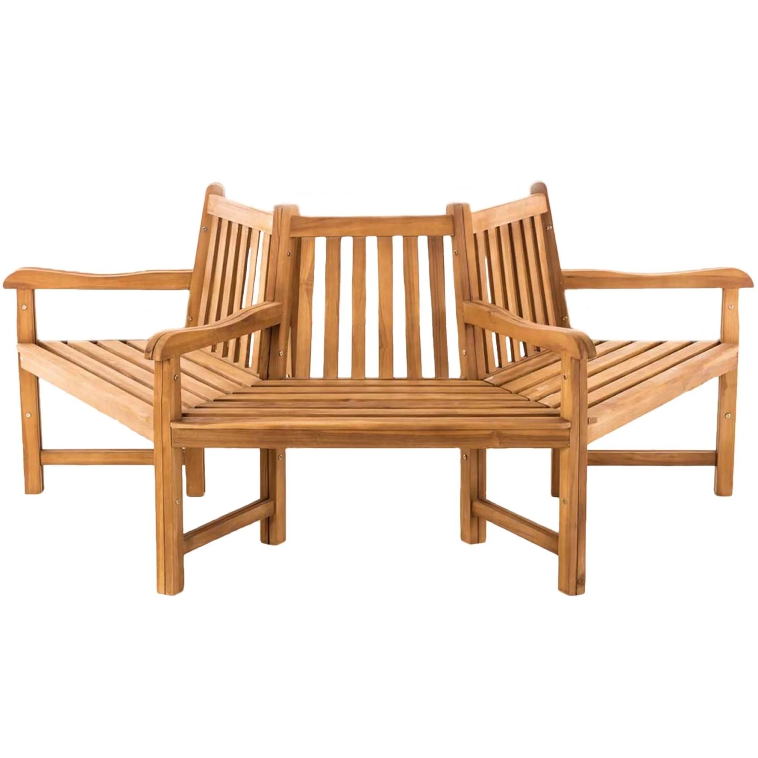 DELUKE Baumbank HANIM Holz Teak 200x100x90cm Halbrunde Sitzbank Mit Lehne Baumbank Gartenbank Für Baum
