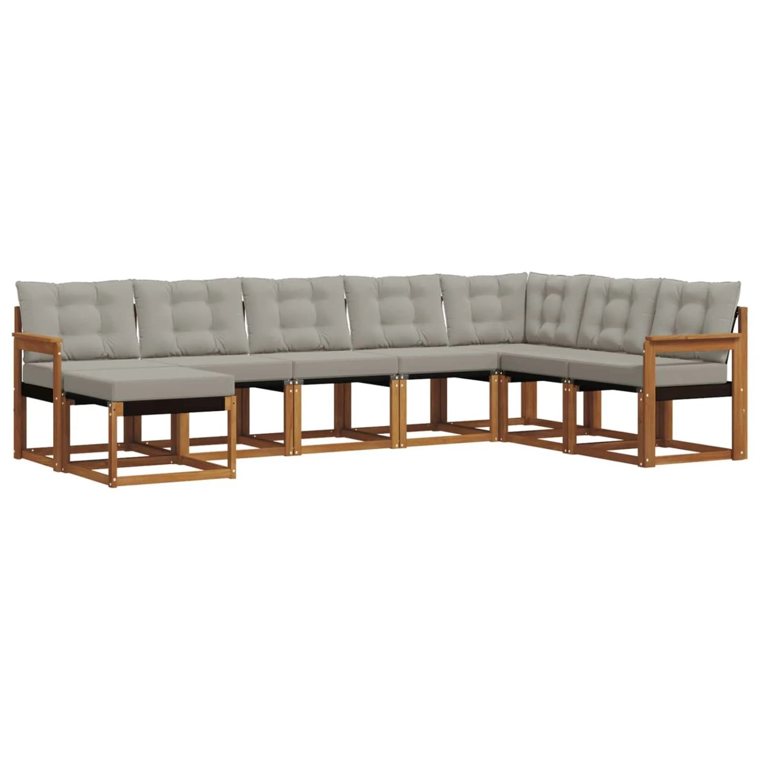 vidaXL Outdoor-Sofagarnitur mit Kissen 8-Tlg Natur und Hellgrau 3368946