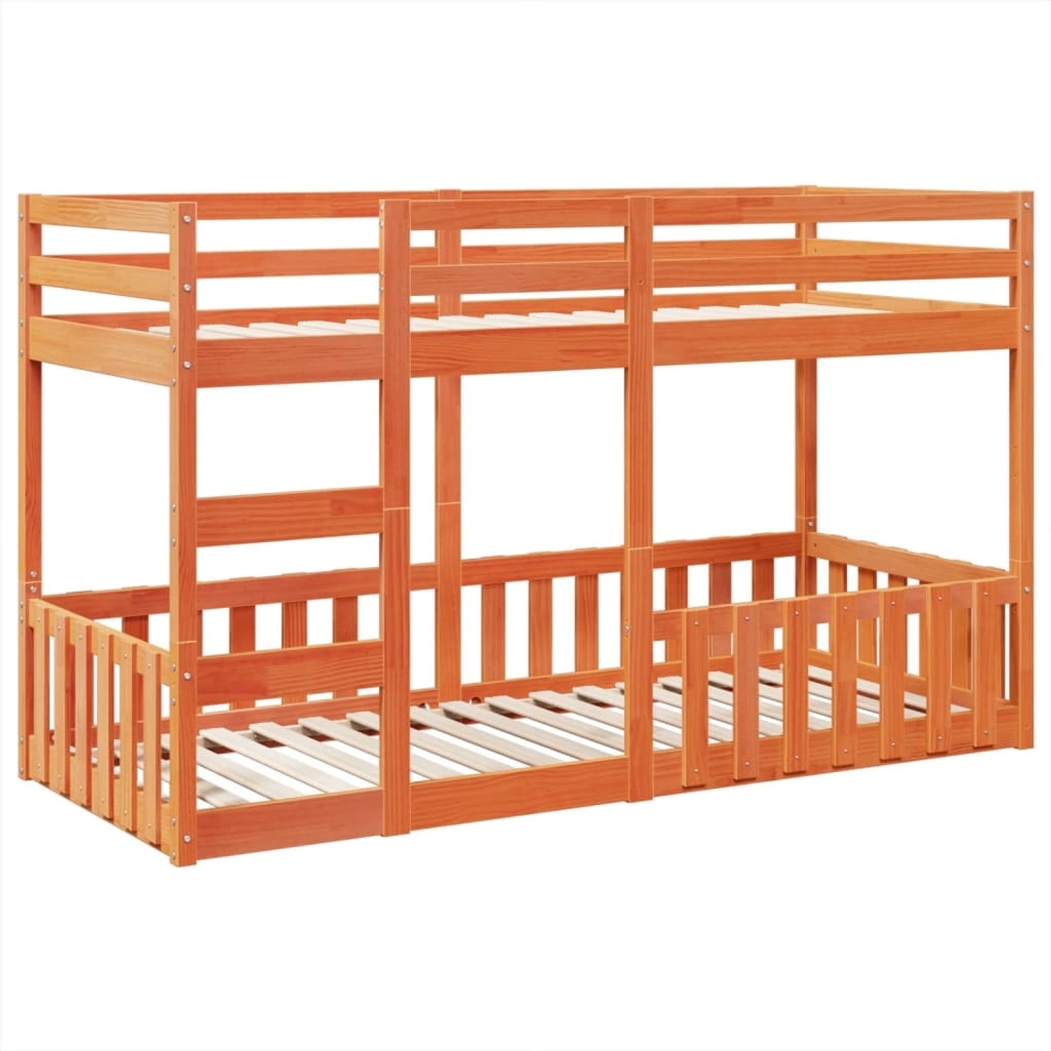 vidaXL Etagenbett Wachsbraun 90x200 cm Massivholz Kiefer 3308591 günstig online kaufen