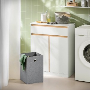 SoBuy Badezimmerschrank Wäscheschrank Wäschesack Wäschekorb Weiß BZR79-W