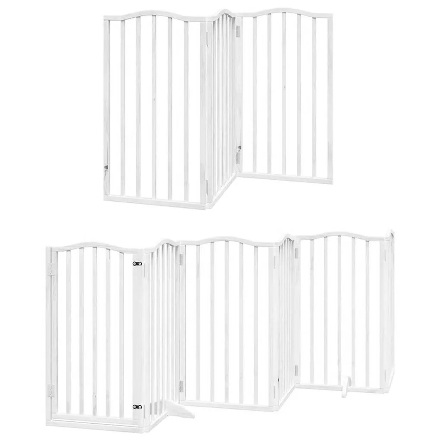 vidaXL 9 Tlg Hundetor mit Tür Faltbar Weiß 450 cm Pappelholz 3155594