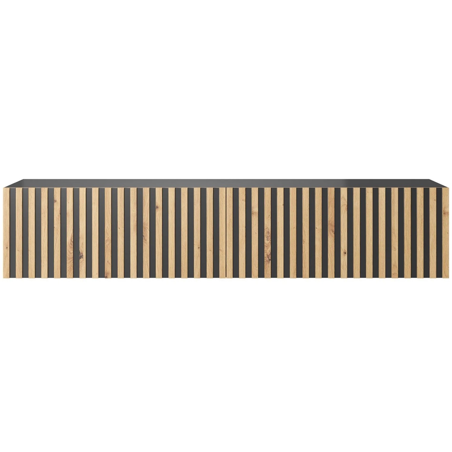 TV-Hängeboard Telire 138,6 cm Schwarz / Artisan Eiche Lamelle