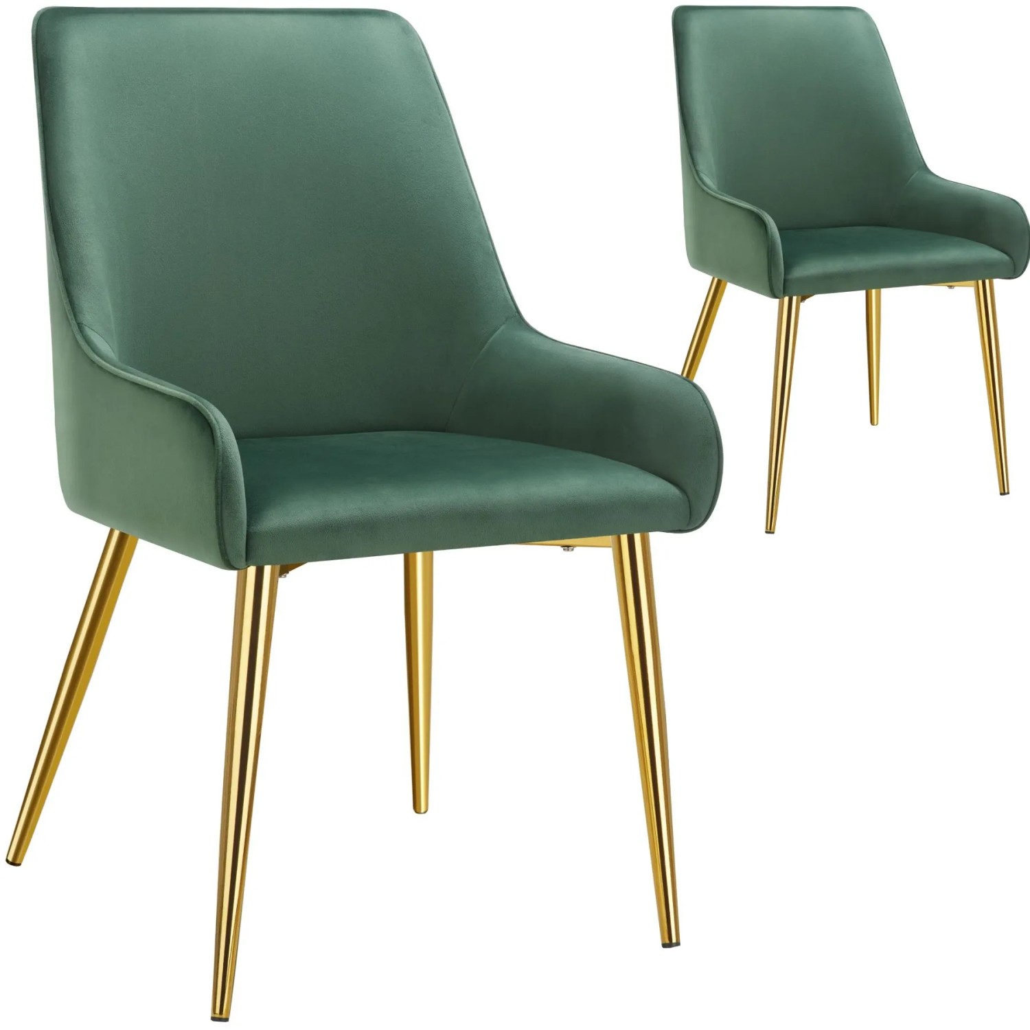 Tectake Polsterstuhl  Avane In Samtoptik  Gepolstert Ergonomische Form Mit Hoher Rückenlehne  2Er Set 61 x 52 x 89 cm Grün