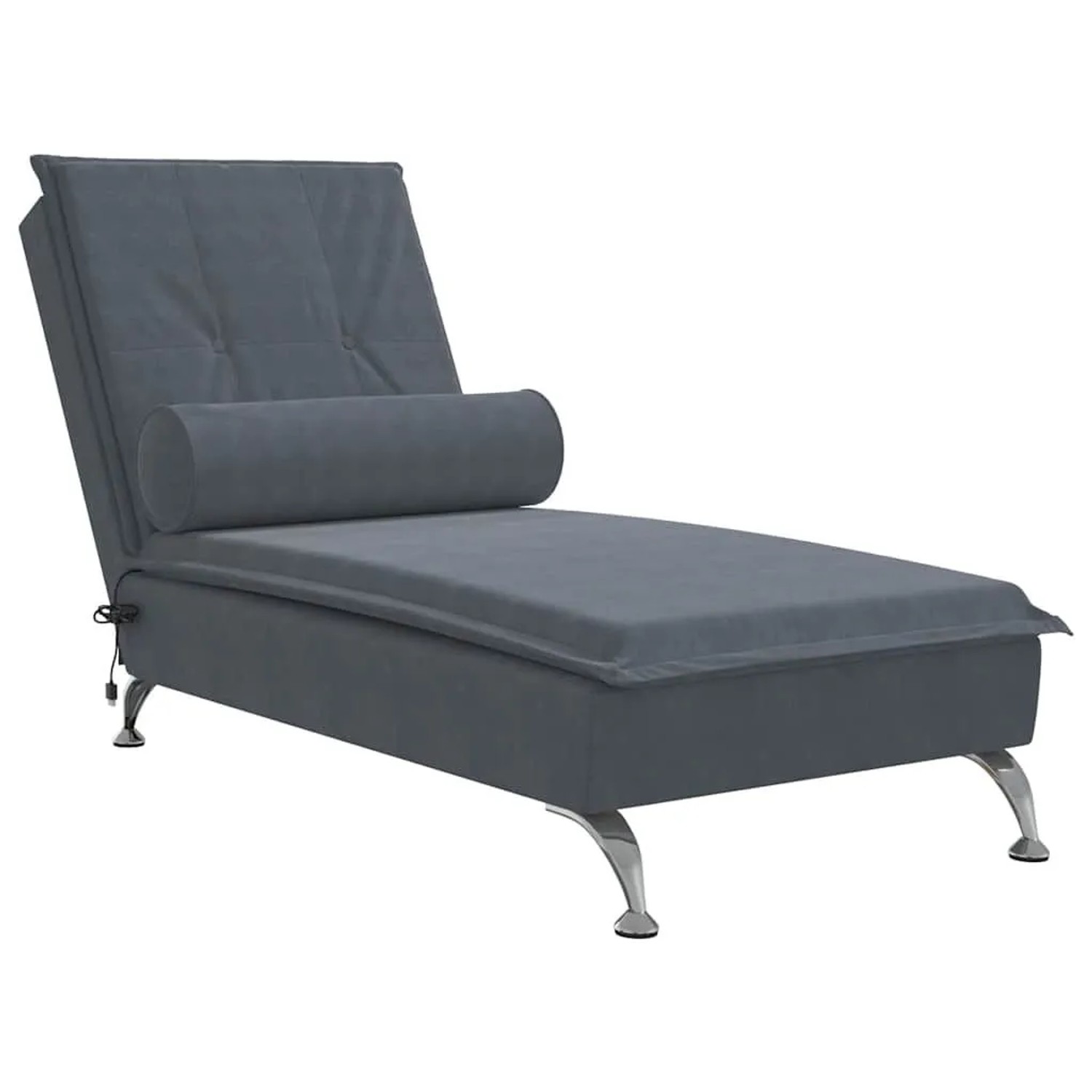 vidaXL Massage-Chaiselongue mit Nackenrolle Dunkelgrau Samt 379451