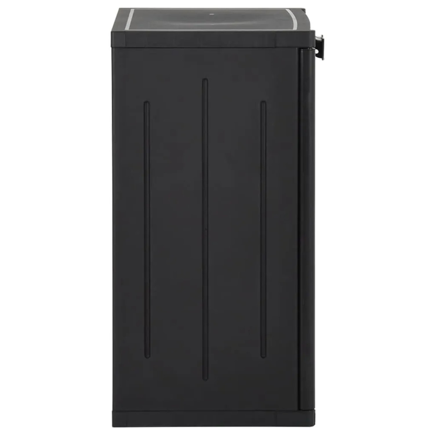 Schwarzer vidaXL Gartenschrank (65x45x88 cm) in Rattan-Optik. Praktischer Büroschrank für Garten und Büro.