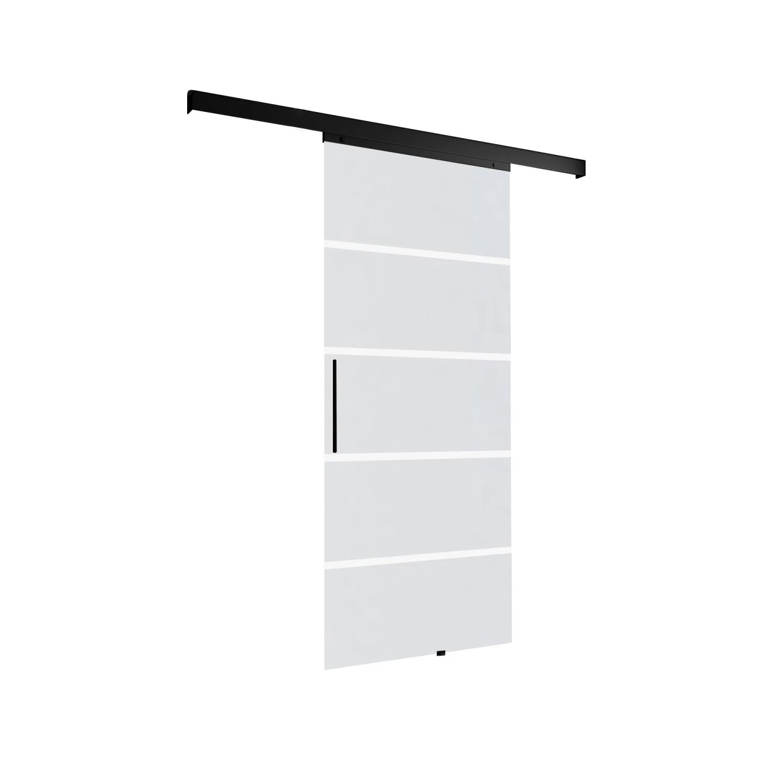 inova Glasschiebetür Blockstreifen 900 x 2035 mm Komplettset Schwarz mit Stabgriff inkl. 2Seitiger Softclose