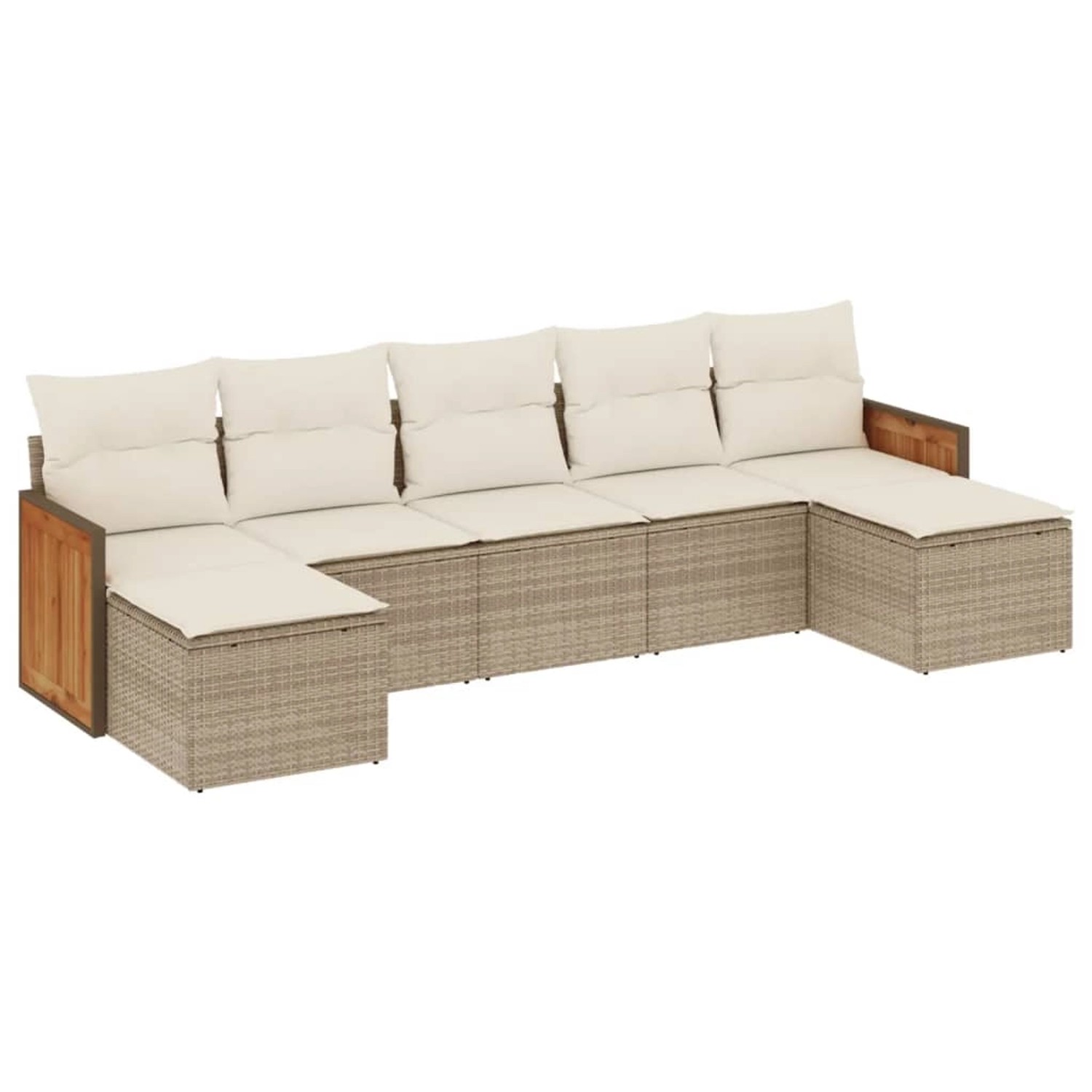 vidaXL 7-Tlg Garten-Sofagarnitur mit Kissen Beige Poly Rattan 3227913 günstig online kaufen