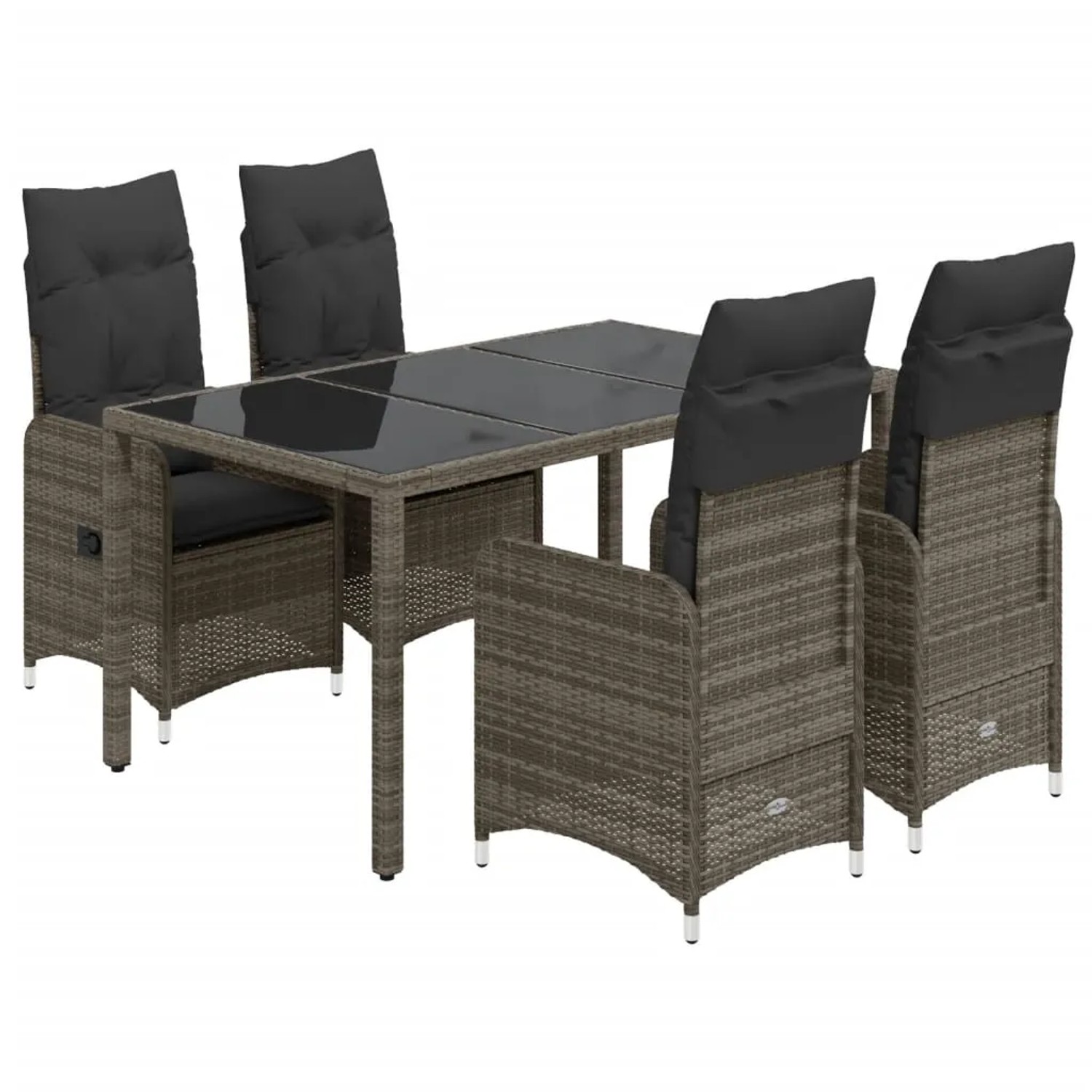vidaXL 5-tlg Garten-Bistro-Set mit Kissen Grau Poly Rattan Modell 8 günstig online kaufen