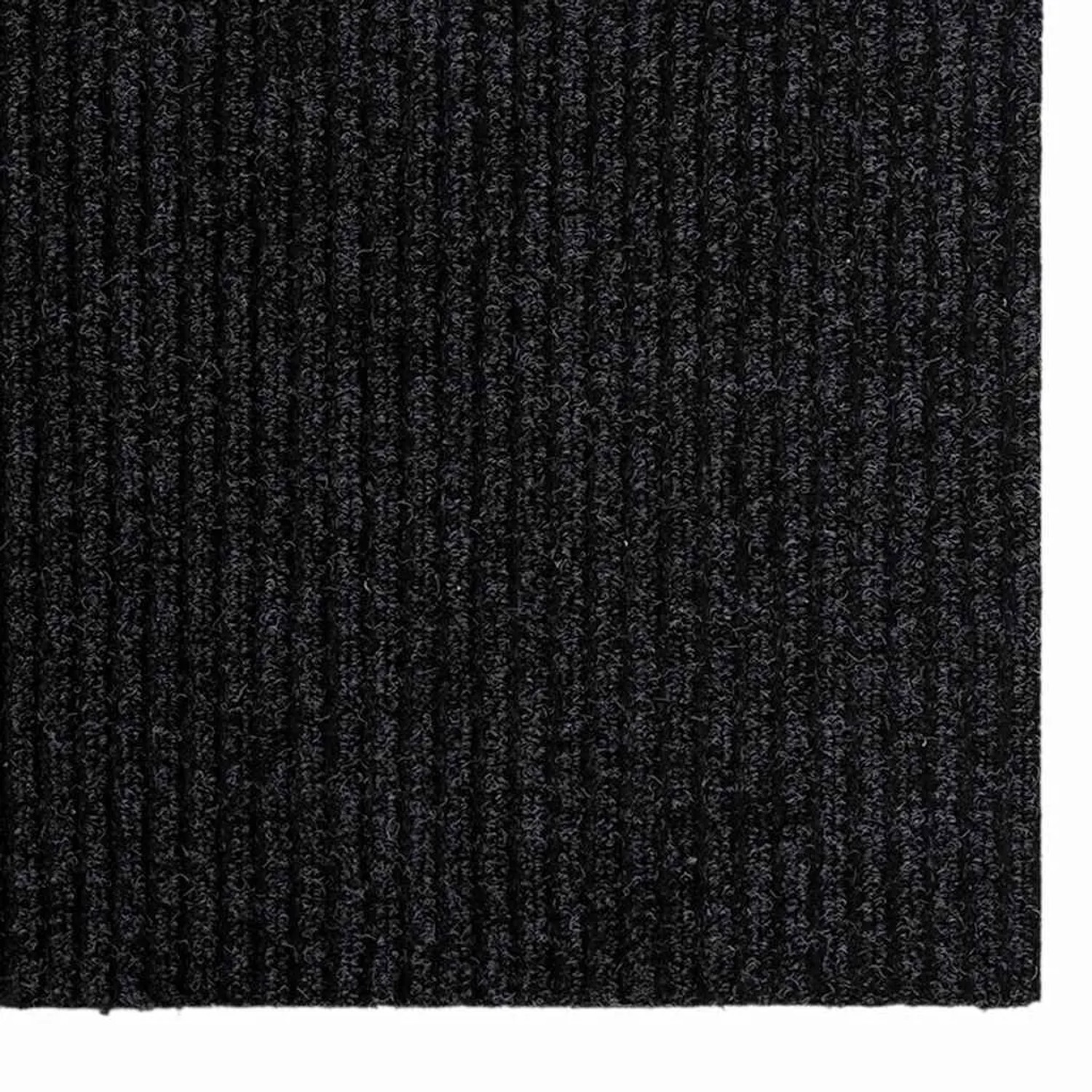 Anthrazitfarbener Teppichläufer aus Stoff, 80x250 cm, mit gerippter Struktur. Robust und modern für Flur.