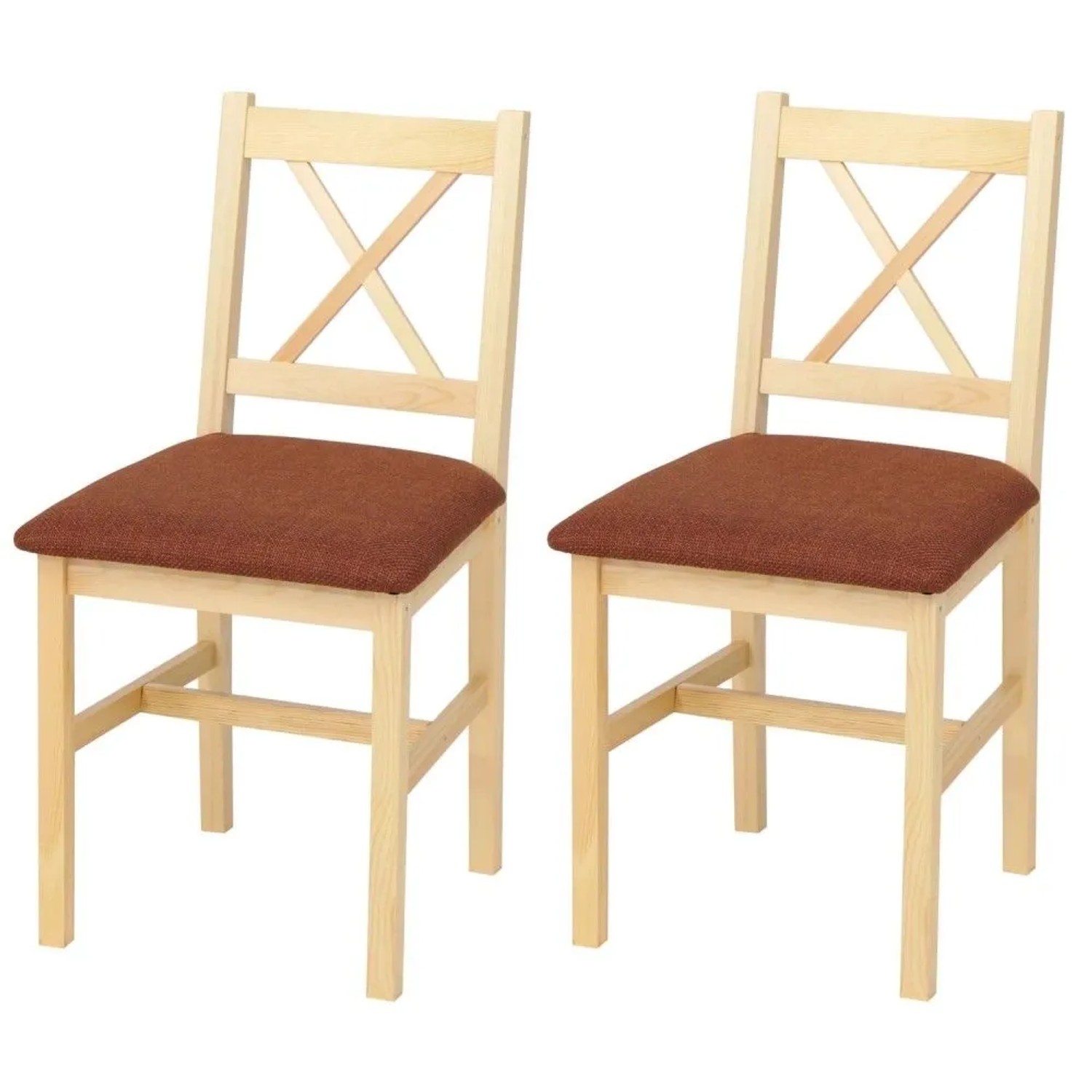 MCW Esszimmerstuhl F77 2er-Set Natur Polster Terrakotta
