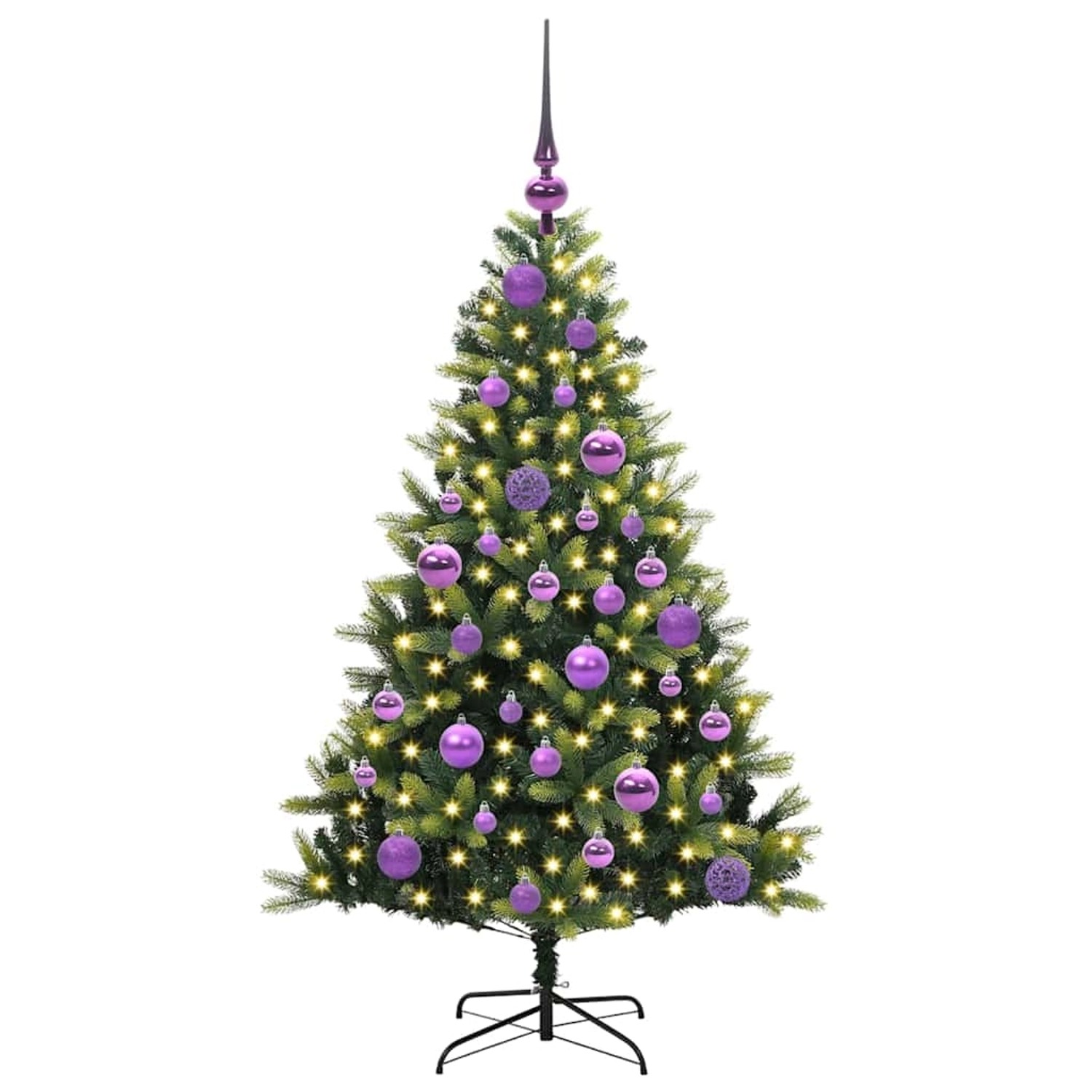 vidaXL Künstlicher Geflammter Weihnachtsbaum 150 LEDs Grün 120 cm 3395979