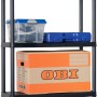 Schwarzes OBI Kunststoffregal S-75 mit 5 Böden, 176x74x32 cm. Ideal zur Aufbewahrung.