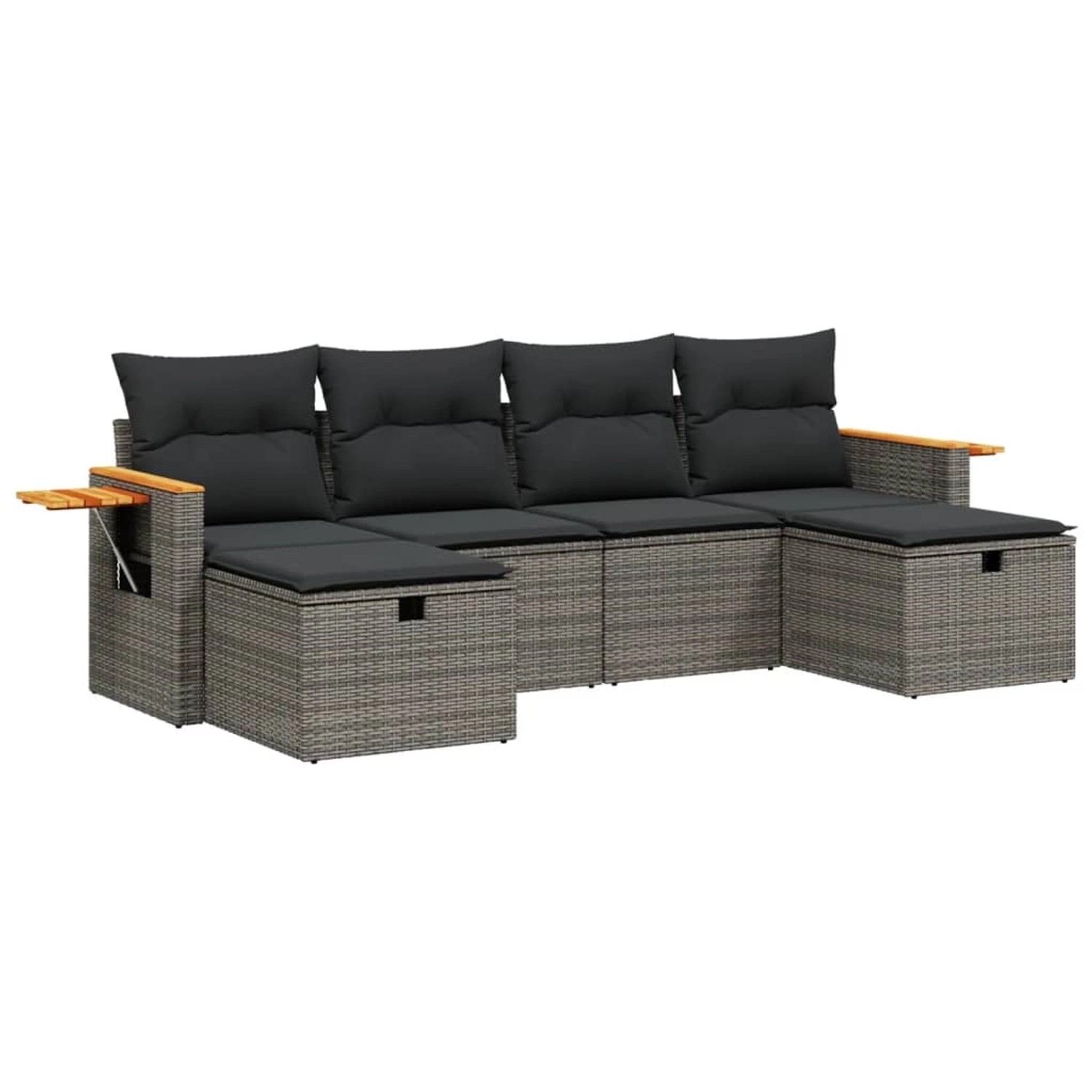 vidaXL 6-Tlg Garten-Sofagarnitur mit Kissen Grau Poly Rattan 3265561 günstig online kaufen