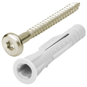 SOTECH Befestigungsset für Aufhängeschienen Je 10 Stück Schrauben 5,5 x 60 mm und Dübel 8 mm