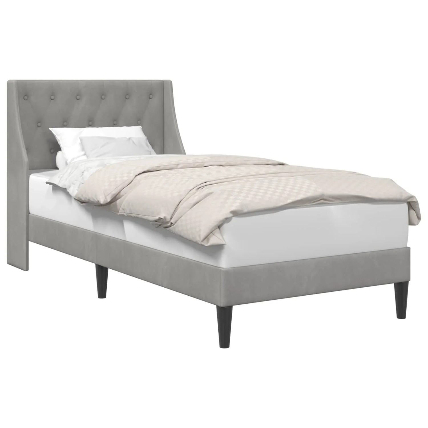 vidaXL Bettrahmen mit Kopfteil Hellgrau 90 x 200 cm Samt 42027400
