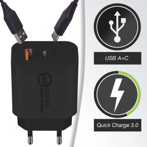 SOTECH USB A USB C Netzteil 20W Quick Charge 3 Schwarz