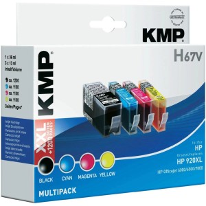 KMP Tintenpatronen H67V Multipack für HP Drucker: Set mit Schwarz, Cyan, Magenta, Gelb.