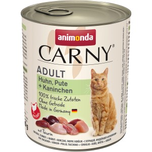 Animonda Carny Adult Katzenfutter mit Huhn, Pute & Kaninchen, 800g Dose.