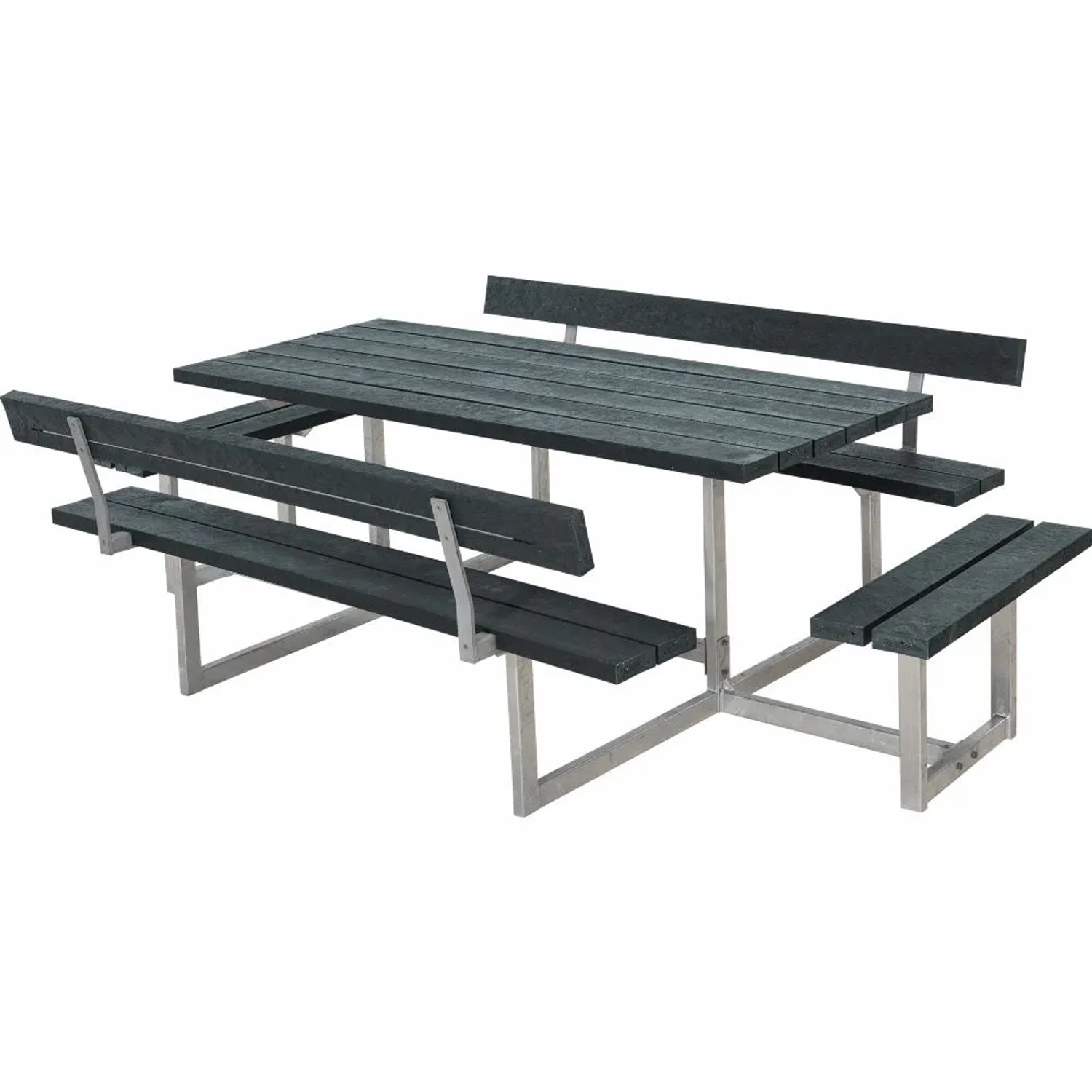 PLUS Gartenmöbel-Set Basic 260 cm mit 2 Anbausätzen und Rückenlehnen Retex Grau