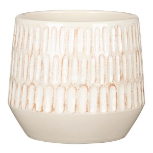 Scheurich Übertopf Mavi, Ø 13cm, Alabasterfarben, mit Reliefstruktur.