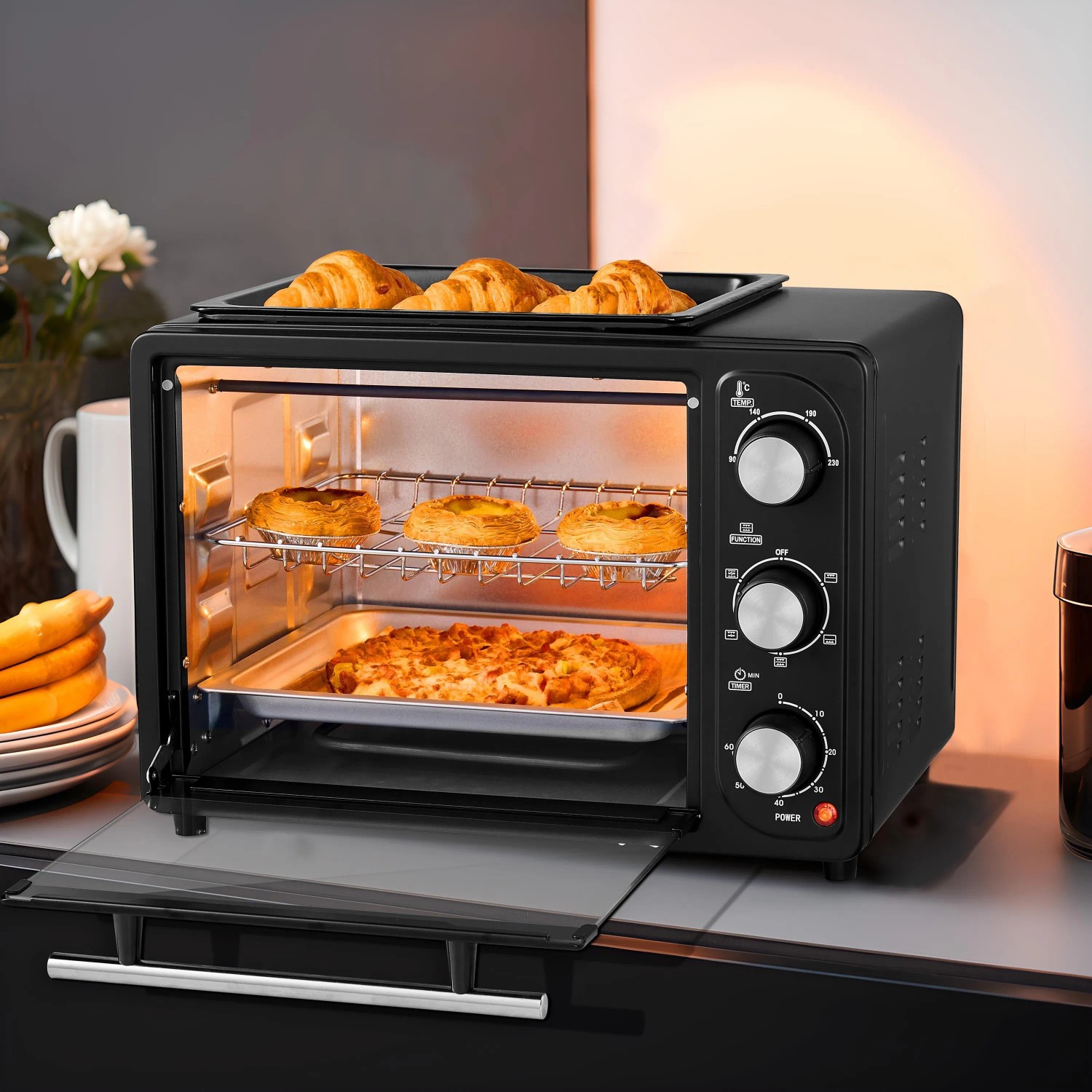 Pizza Ofen 13L SABUIDDS Mini Backofen 13 Liter Mit  Produktbild-Vorschau 9