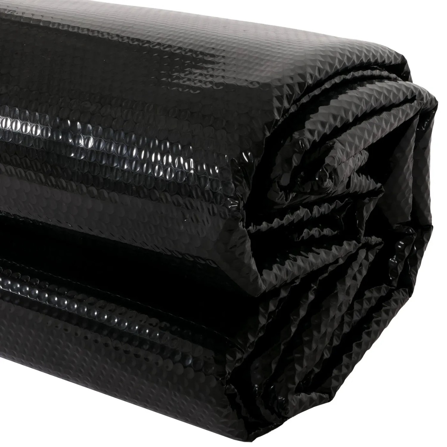 Gerollte, schwarze MCW Pool-Abdeckung 4,57m (200µm) aus Polyethylen.