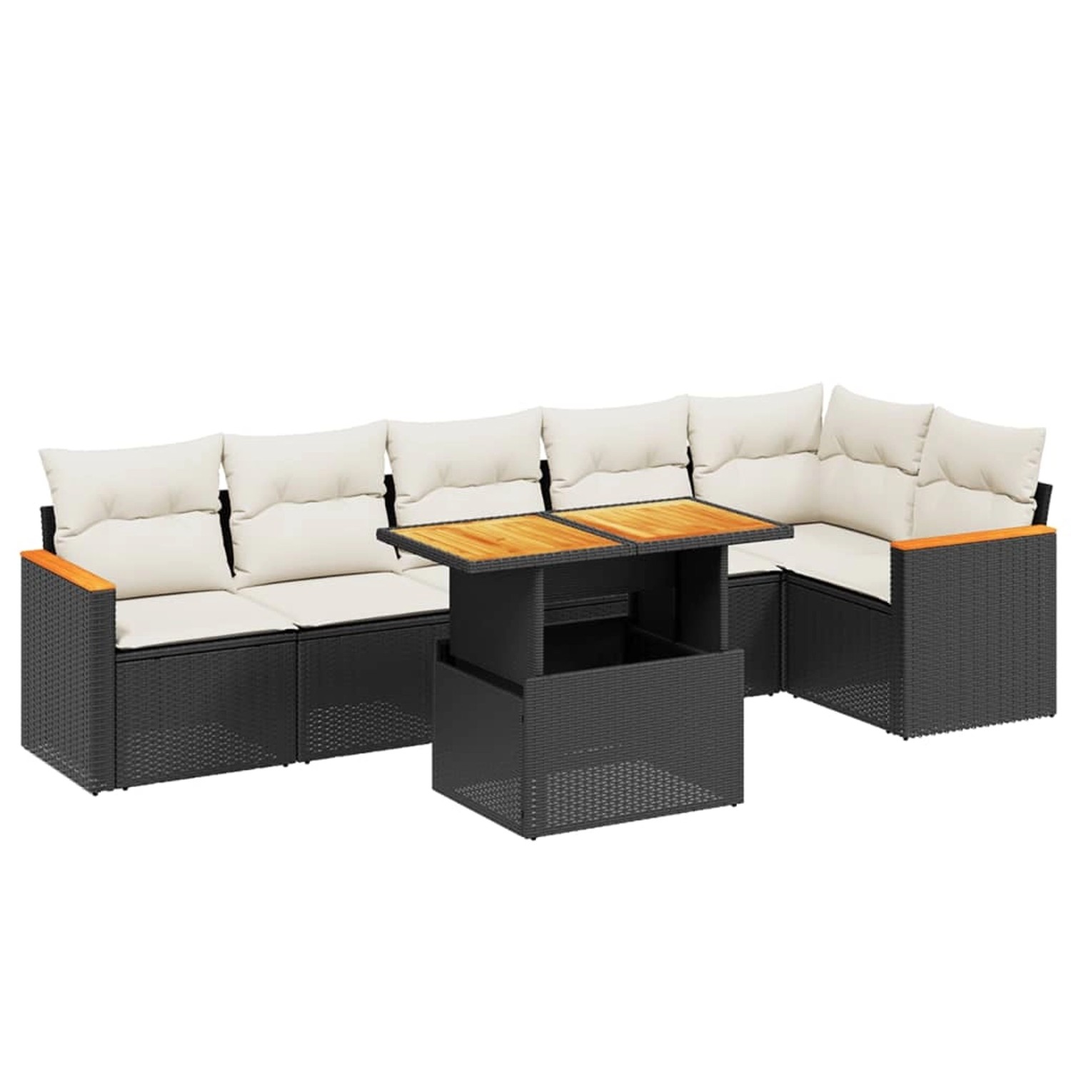 vidaXL 7-Tlg Garten-Sofagarnitur mit Kissen Schwarz Poly Rattan 3273086 günstig online kaufen
