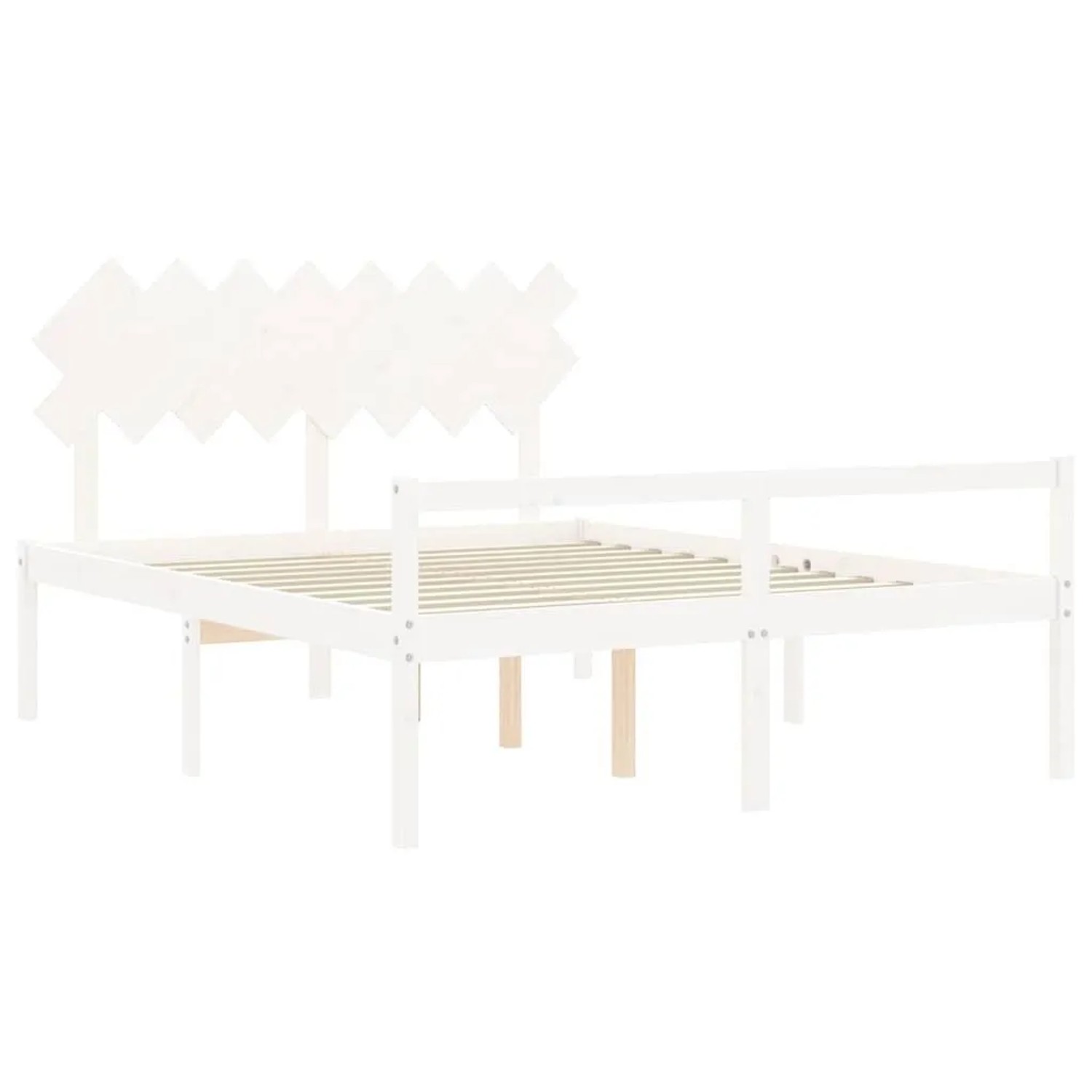 vidaXL Seniorenbett mit Kopfteil 160x200 cm Weiß Massivholz 3195557