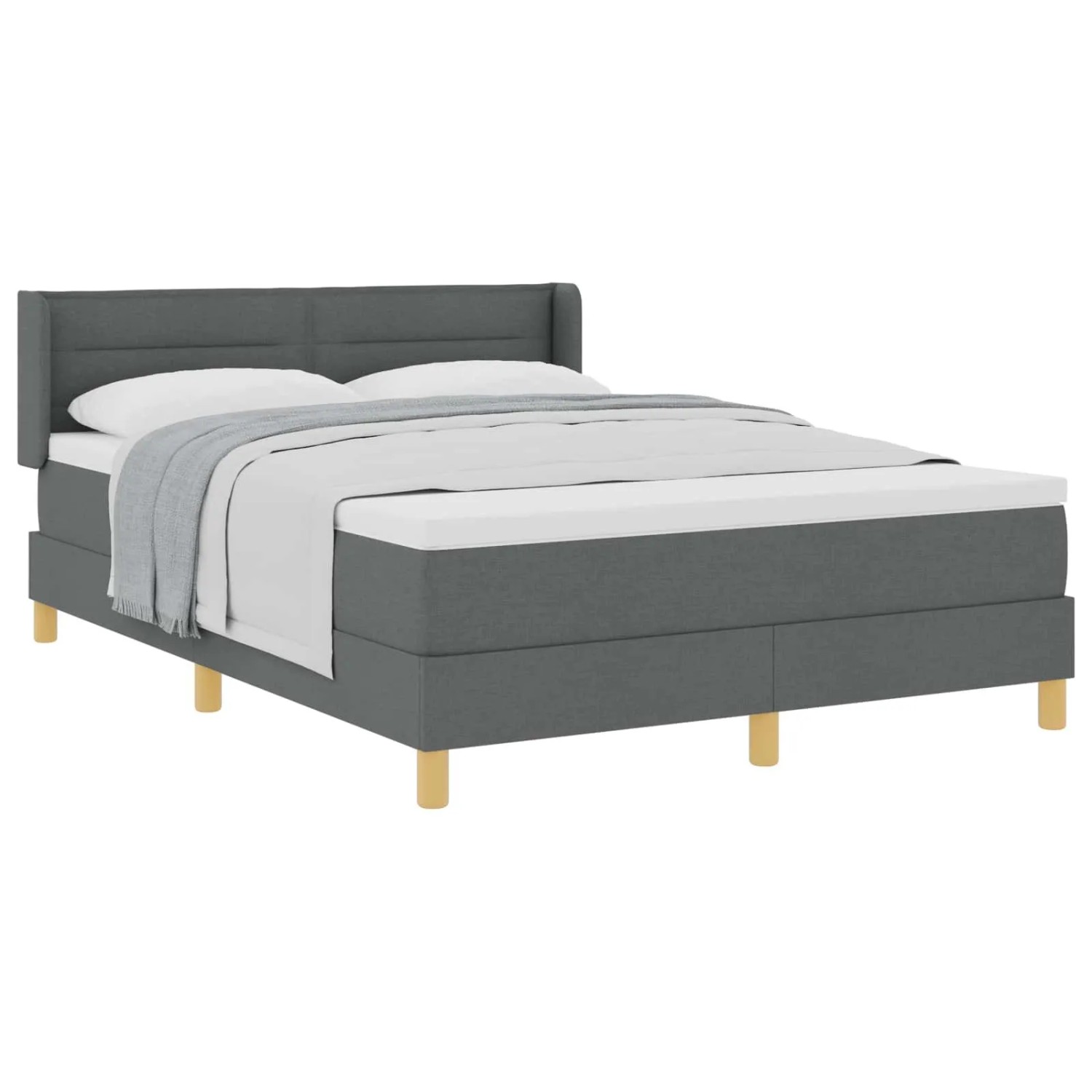 vidaXL Boxspringbett mit Matratze Dunkelgrau 140 x 190 cm Stoff 3341224