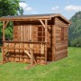 Weka Gartenhaus 820 A mit Theke und Sitzgelegenheit, naturbelassenes Holz.