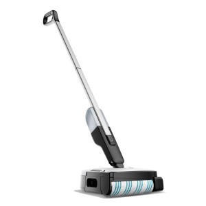 Kärcher Akku-Hartbodenreiniger FC 2-4 in Weiß-Schwarz mit rotierender Walze.