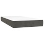 Dunkelgraues Boxspringbett 80x200 cm mit Samtbezug und Matratze.
