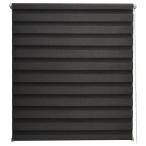 Sol Royal Doppelrollo SolDecor DL2, 95x150cm, schwarz, für Fenster, mit transparenten und blickdichten Streifen.