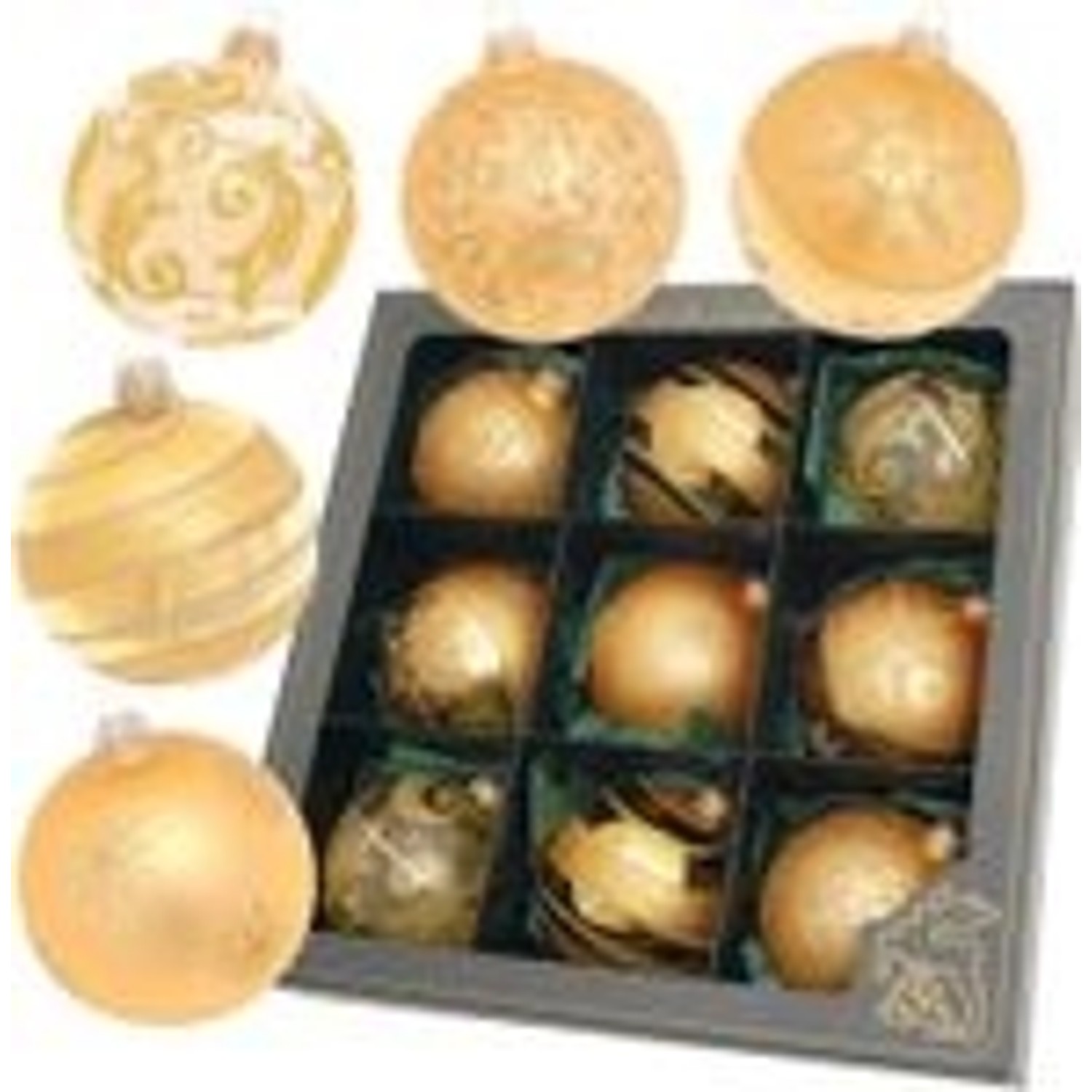 Christbaumkugeln Weihnachtskugeln Glas Ø 8 cm 9 Stück gold