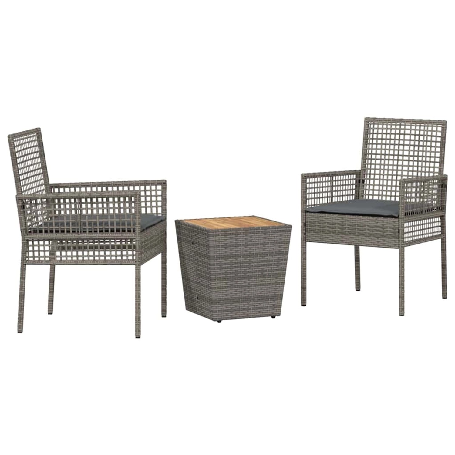 vidaXL Garten Bistro Set 3-Tlg Grau Poly Rattan 3334961 günstig online kaufen