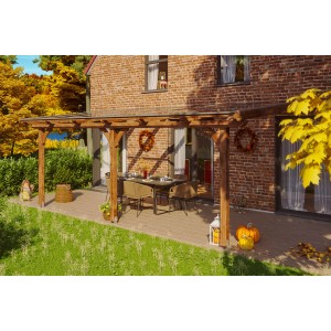 Skan Holz Terrassenüberdachung Rimini Douglasie Nussbaum 648 cm x 300 cm