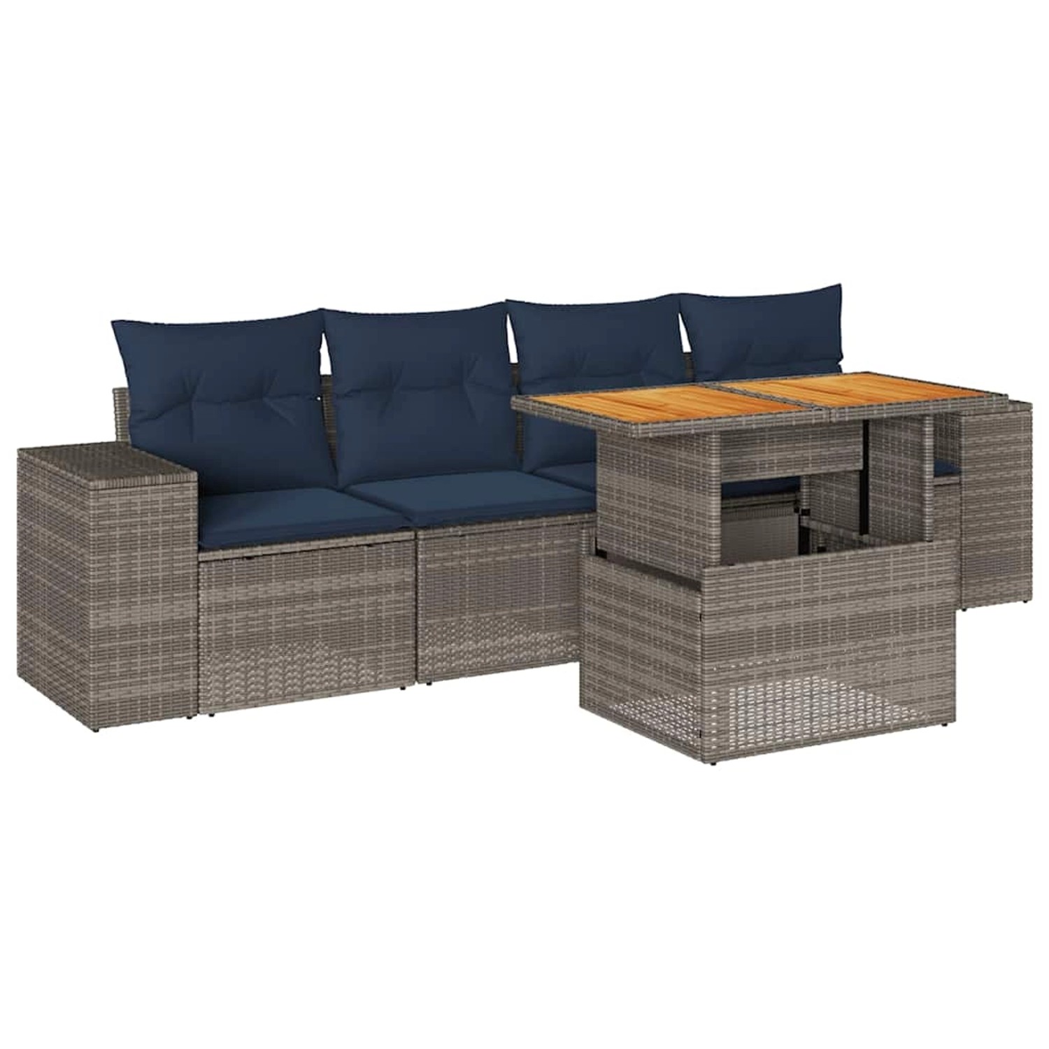 vidaXL 5-Tlg Garten-Sofagarnitur mit Kissen Grau Poly Rattan 3327323 günstig online kaufen