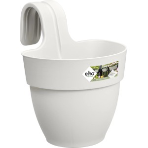 Elho Blumenkasten Vibia Campana S, seidenweiß, Ø 20 cm. Hängetopf für Balkongeländer.