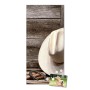 Banjado Magnettafel mit Cowboy-Motiv: Hut, Hufeisen, Lasso. Silberne Magnetwand für Notizen & Fotos.