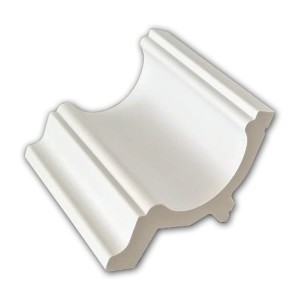 Musterstück einer weißen ORAC Eckleiste/Deckenleiste, ca. 10 cm lang.