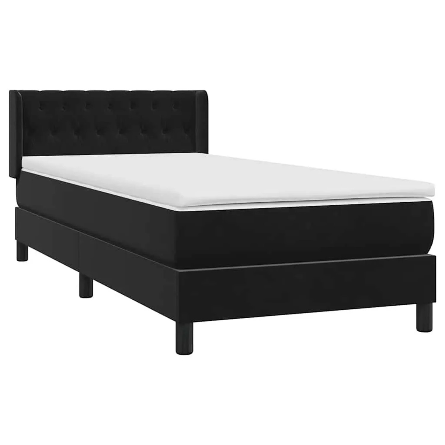 vidaXL Boxspringbett mit Matratze Schwarz 90x220 cm Samt 3318395 günstig online kaufen