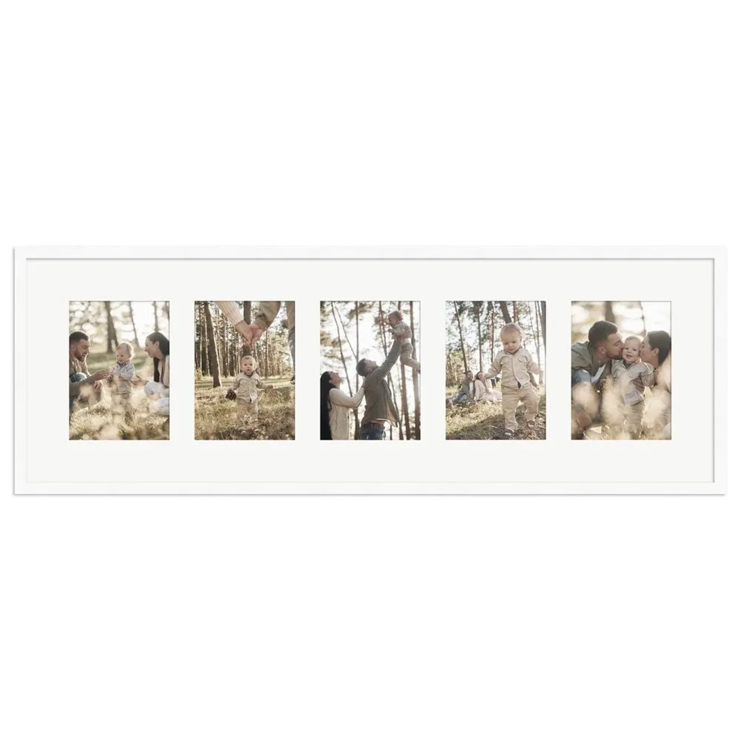 WANDStyle Galerierahmen G950 in Weiß Gemasert 30 x 90 cm für 5 Bilder im Format 13 x 18 cm